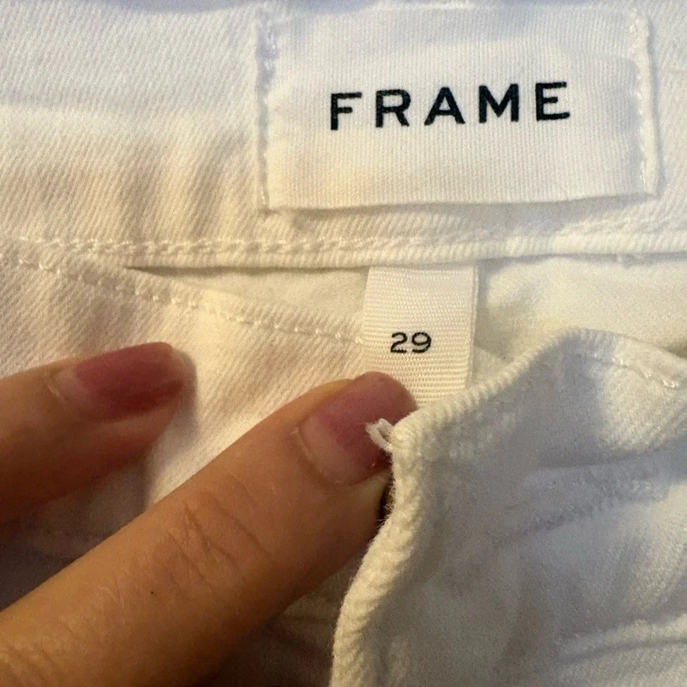 Frame Le High Skinny Blanc White Super Stretch Frayed Hem Jeans 29